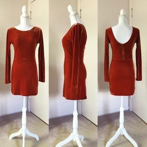 Spiced Orange Velvet Bodycon Dress
